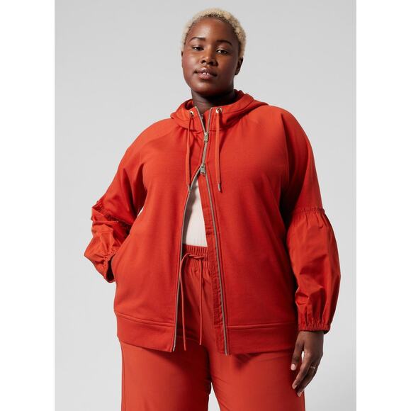 Athleta On My Way Triumph Hoodie Red Womens Plus Size 2X New Athleisure - Picture 1 of 11